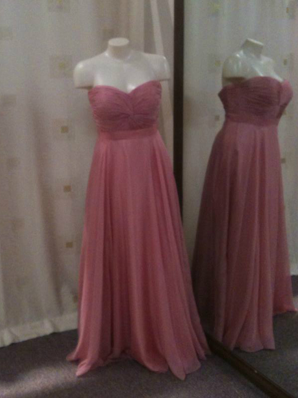 Strapless Sweetheart neckline twist knot ruched bodice bridesmaid dress