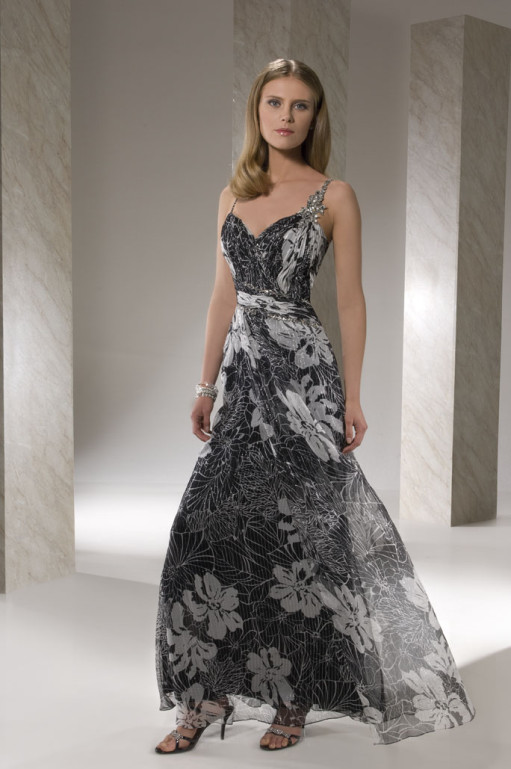 Demetrios Silk Print Evening Dress RD246 - Mon Belle Bridal