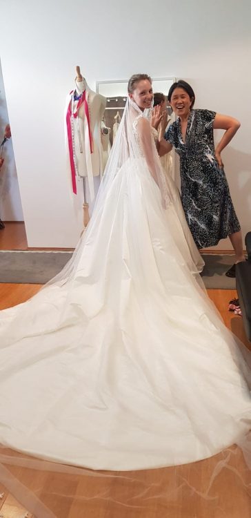 Krystyna having fun at first fitting with Lindsey